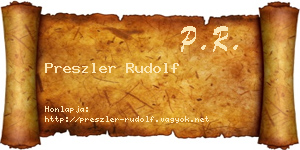 Preszler Rudolf névjegykártya